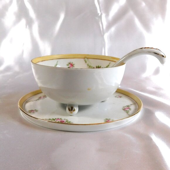 Three Piece Nippon Noritake Plate, Footed Bowl, and Ladle # 22443 - Picture 1 of 8